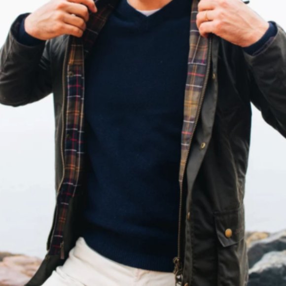 BARBOUR ASHBY Wax Cotton Jacket British Style MSRP $425 in OLIVE Great Reviews - Picture 4 of 13